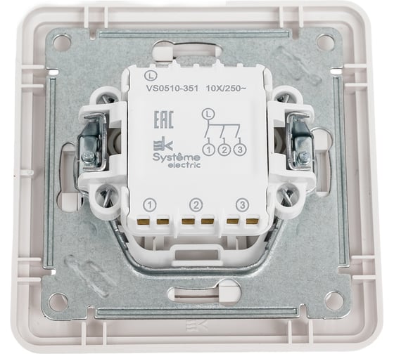 3-клавишный выключатель Systeme Electric скрытой проводки W59 10А IP20 10AX в сборе белый VS0510-351-18