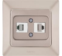 Компьютерная + телефонная розетка NE-AD CAT5+CAT3, Aras, Бронза, 93-123-21-DN