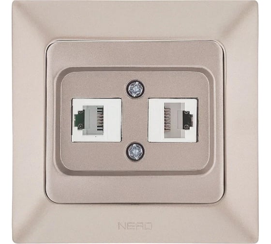 Компьютерная + телефонная розетка NE-AD CAT6+CAT3, Aras, Бронза, 93-123-23-DN 1