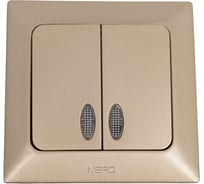 2-клавишный выключатель NE-AD с подсветкой, 10А, 250В, Aras, Бронза, 1/12/120, 93-123-03-I