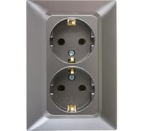 Розетка NE-AD 2-гнезда с заземлением, 16А, 250В, Aras, Графит, 93-121-85