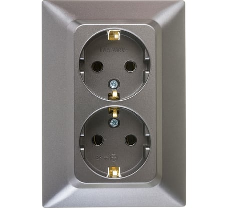 Розетка NE-AD 2-гнезда с заземлением, 16А, 250В, Aras, Графит, 93-121-85