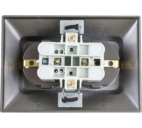 Розетка NE-AD 2-гнезда с заземлением, 16А, 250В, Aras, Графит, 93-121-85