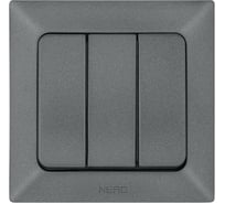 Выключатель NE-AD 3 клавиши 10А, 250В, Aras, Графит 1/12/120 93-121-33