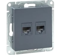 Механизм розетки EKF RJ45 - 2шт, (cat5), графит Эпика UP1-SOG-2RJ45-5