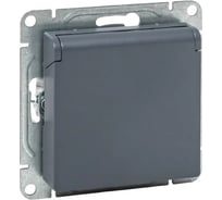 Механизм розетки EKF 16А, IP44, с заземлением, со шторками, c крышкой, графит Эпика UP1-SOG-111-44