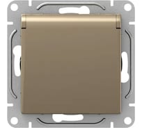 Механизм розетки EKF 16А, IP44, с заземлением, со шторками, c крышкой, шампань Эпика UP1-SOC-111-44