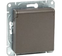 Механизм розетки EKF 16А, IP44, с заземлением, со шторками, c крышкой, мокко Эпика UP1-SOM-111-44