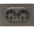 Механизм розетки EKF двойной, 16А, с заземлением, со шторками, с рамкой, мокко Эпика UP1-SOM-211 2