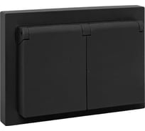 Механизм розетки EKF двойной, 16А, IP44, с заземлением, со шторками, с рамкой, с крышками, шампань Эпика UP1-SOC-211-44