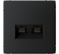 Розетка компьютерная двойная Systeme Electric ArtGallery, RJ45+RJ45, кат.6А, механизм, Черный Шелк GAL001788