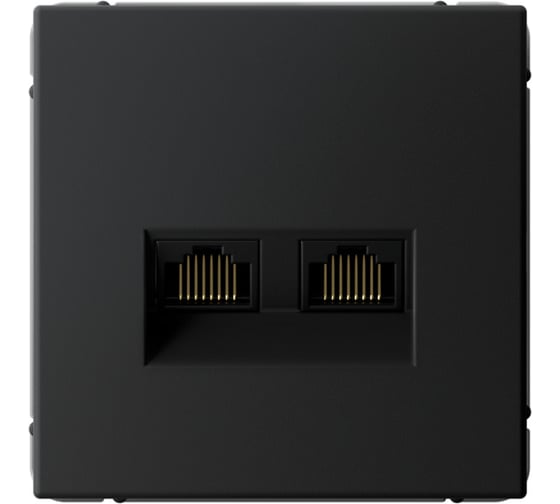 Механизм двойной компьютерной розетки Systeme Electric ARTGALLERY RJ45+RJ45, кат.6А, черный шелк GAL001788 1