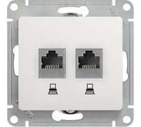 Механизм двойной компьютерной розетки Systeme Electric GLOSSA PRO RJ45+RJ45, кат.5E, белый GSL000185KKRU