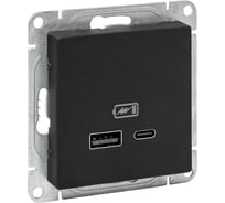 Механизм розетки EKF USB-A+С, чёрный Эпика UP1-SOB-USBA+USBC