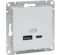 Механизм розетки EKF USB-A+С, алюминий Эпика UP1-SOA-USBA+USBC