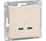 Механизм розетки EKF USB-C - 2шт, кремовый Эпика UP1-SOI-2USBC 1