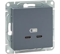 Механизм розетки EKF USB-C - 2шт, графит Эпика UP1-SOG-2USBC