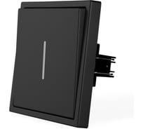 Выключатель Vell c подсветкой черный, одноклавишный, 1 пост, с тонкой пластиковой рамкой {BK1P-1L-EchoGrand} 1394926