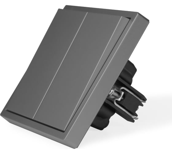 Выключатель Vell серый, двухклавишный, 1 пост, с тонкой пластиковой рамкой {GY1P-2L-Grand} 1394911 1