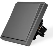 Выключатель Vell серый, одноклавишный, 1 пост, с тонкой пластиковой рамкой {GY1P-1L-Grand} 1394907