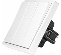 Выключатель белый, трехклавишный, 1 пост, с тонкой пластиковой рамкой Vell WH1P-3L-Grand 1394913