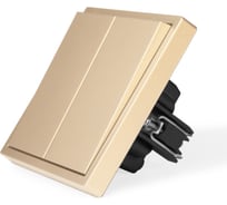 Выключатель золотой, двухклавишный, 1 пост, с тонкой пластиковой рамкой Vell GD1P-2L-Grand 1394912