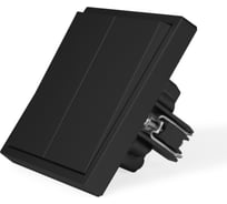 Выключатель черный, двухклавишный, 1 пост, с тонкой пластиковой рамкой Vell BK1P-2L-Grand 1394910