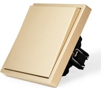 Выключатель золотой, одноклавишный, 1 пост, с тонкой пластиковой рамкой Vell GD1P-1L-Grand 1394908