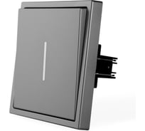 Выключатель Vell c подсветкой серый, одноклавишный, 1 пост, с тонкой пластиковой рамкой {GY1P-1L-EchoGrand} 1394927