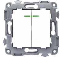 Механизм выключателя двухклавишный с индикацией ЕТР Сontact,10A, белый (10шт) 80005-10