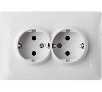 Розетка двухместная ЕТР Сontact с заземлением, 16A, белая (5шт) 80016-5