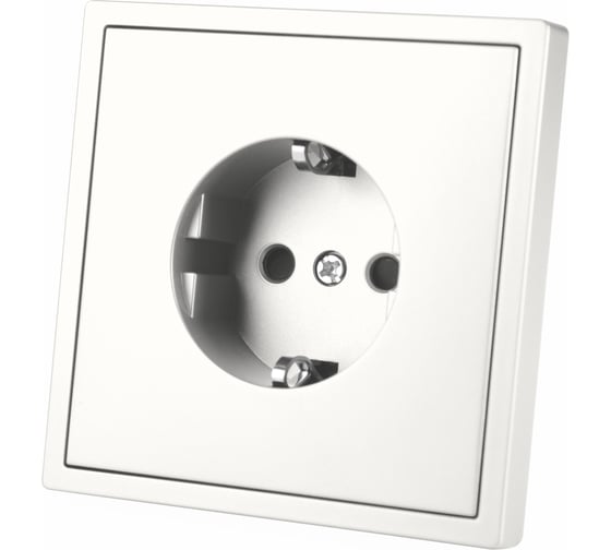 Розетка Vell белая, электрическая, 1 пост, с тонкой пластиковой рамкой {WH1P-EU-Grand} 1394917 1