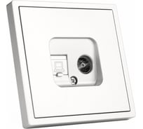 Розетка Vell белая, 1 пост, TV + RJ (CAT 6) разъем, с тонкой пластиковой рамкой {WH- TV-RJ-Grand} 1394937