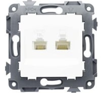 Механизм розетки комбинированной ЕТР RJ 11 и RJ 45, Сontact,16A, белый (10шт) 80010-10