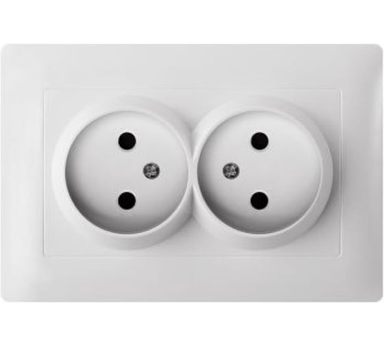 Розетка двухместная ЕТР Сontact, без заземления, 16A, белая (5 шт) 80015-5 1