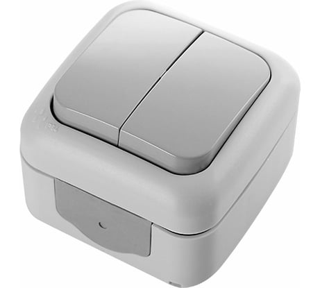 Двухклавишный выключатель VIKO серый, открытая установка 90555502