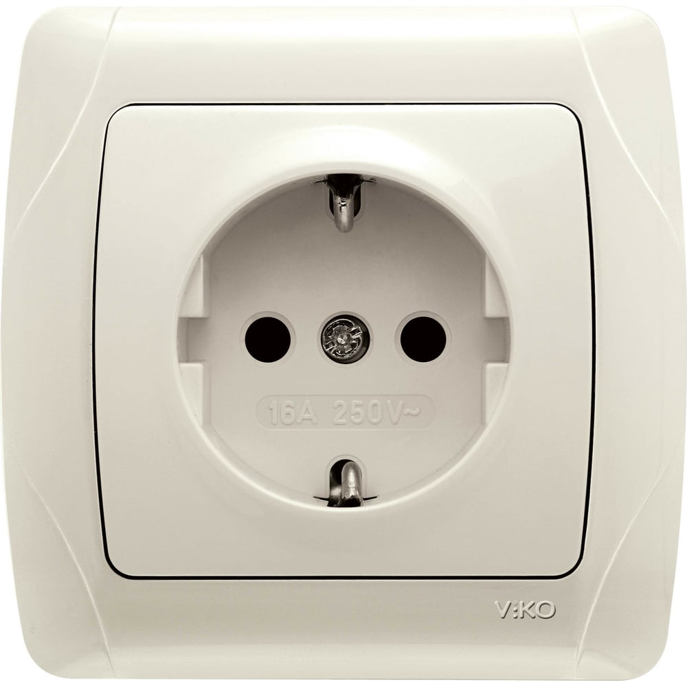 Розетка VIKO 1 гнездо, кремовая, с заземлением Carmen 90562008 ...