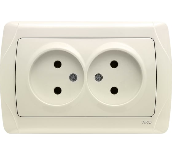 Розетка VIKO 2 гнезда, без заземления, кремовая, Carmen 90562055 1