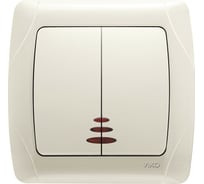 Двухклавишный выключатель VIKO с подсветкой, кремовая, Carmen 90562050
