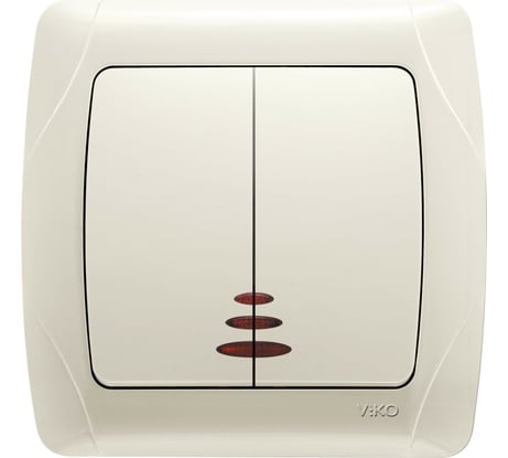 Двухклавишный выключатель VIKO с подсветкой, кремовая, Carmen 90562050