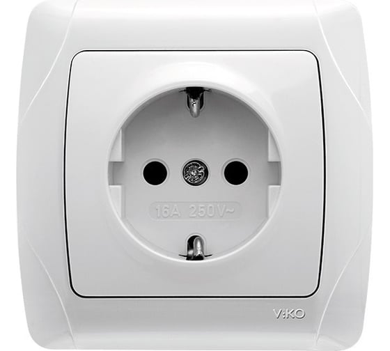 Розетка VIKO 1 гнездо, белая с заземлением Carmen 90561008 1