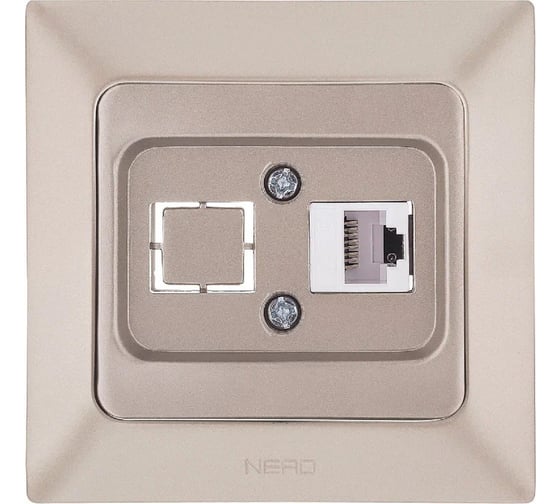 Компьютерная розетка NE-AD + гнездо с заглушкой, CAT6, Aras, Бронза, 93-123-23-D1 1