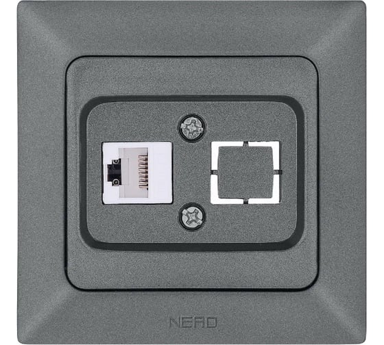 Компьютерная розетка NE-AD + гнездо с заглушкой, CAT6, Aras, Графит, 93-121-23-D1 1
