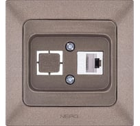 Компьютерная розетка NE-AD + гнездо с заглушкой, CAT6, Aras, Мокка, 93-125-23-D1