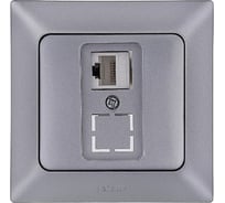 Компьютерная розетка NE-AD + гнездо с заглушкой, CAT6, Aras, Серебро, 93-122-23-D1