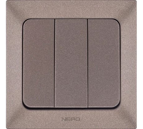 3-клавишный выключатель NE-AD 10А, 250В, Aras, Мокка, 93-125-33