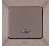 1-клавишный выключатель NE-AD с подсветкой, 10А, 250В, Aras, Мокка, 1/12/120, 93-125-01-I