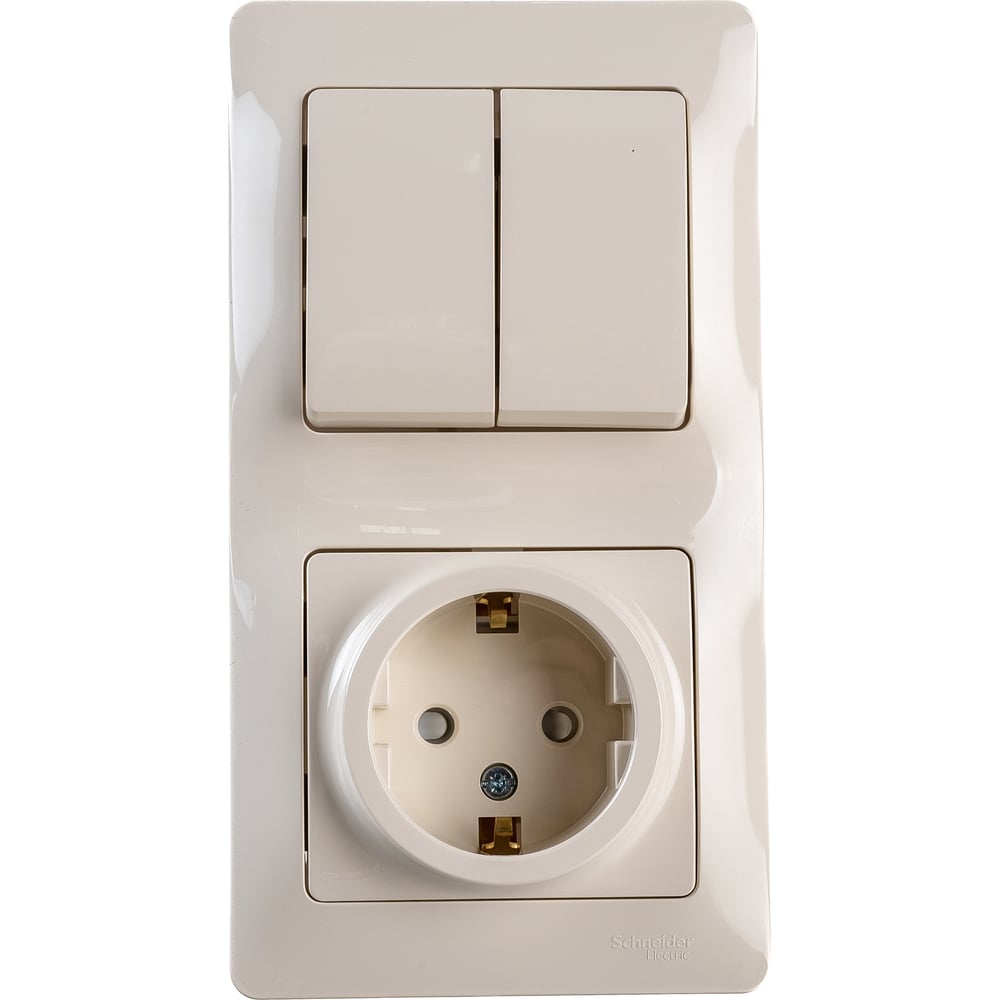 Комбинированный блок розетка + 2-клавишный выключатель Systeme Electric ...