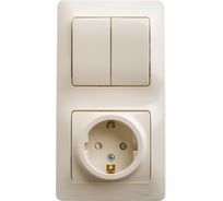 Комбинированный блок розетка + 2-клавишный выключатель Systeme Electric GLOSSA бежевый GSL000274