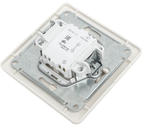 1-клавишный выключатель Systeme Electric скрытой проводки Glossa 10А IP20 сх. 1 10AX в сборе перламутровый GSL000612